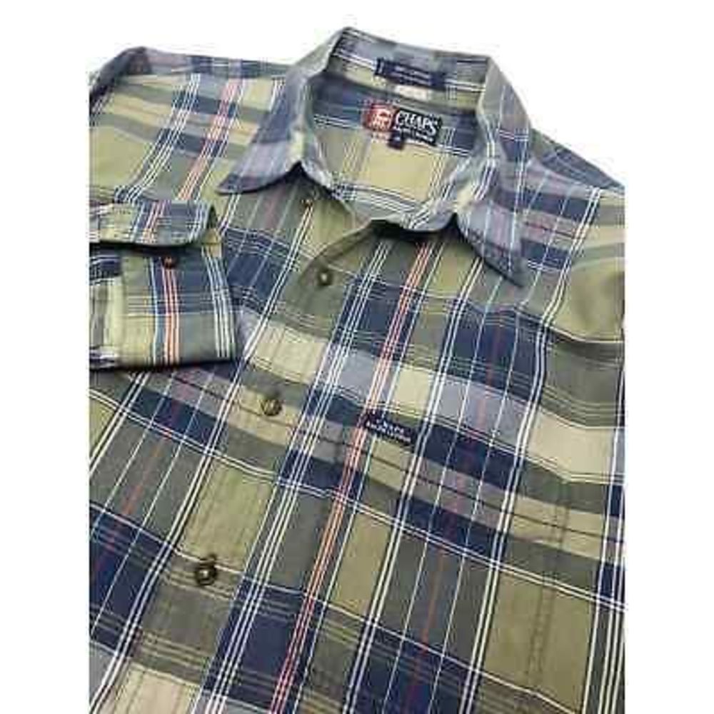 Chaps Ralph Lauren Men's LS Button Front Shirt Green Blue Red Plaid XL